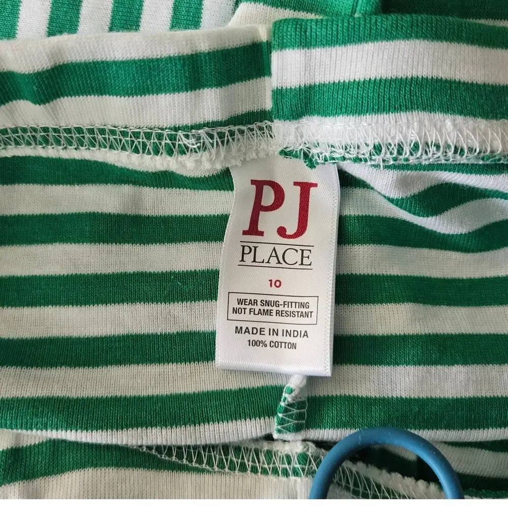 NWT The Children's Place Christmas Reindeer Pajamas Green & White Size 10